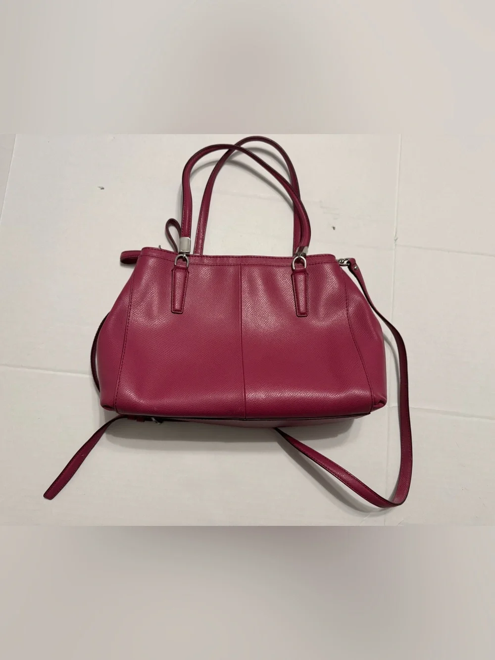 Coach Christie Carryall Crossgrain Leather Pink Satchel Handbag